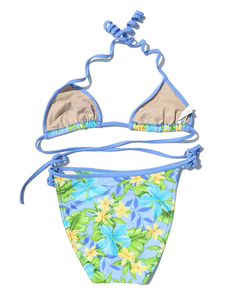 90s Tropical Floral String Bikini Sz M - DMT VINTAGE