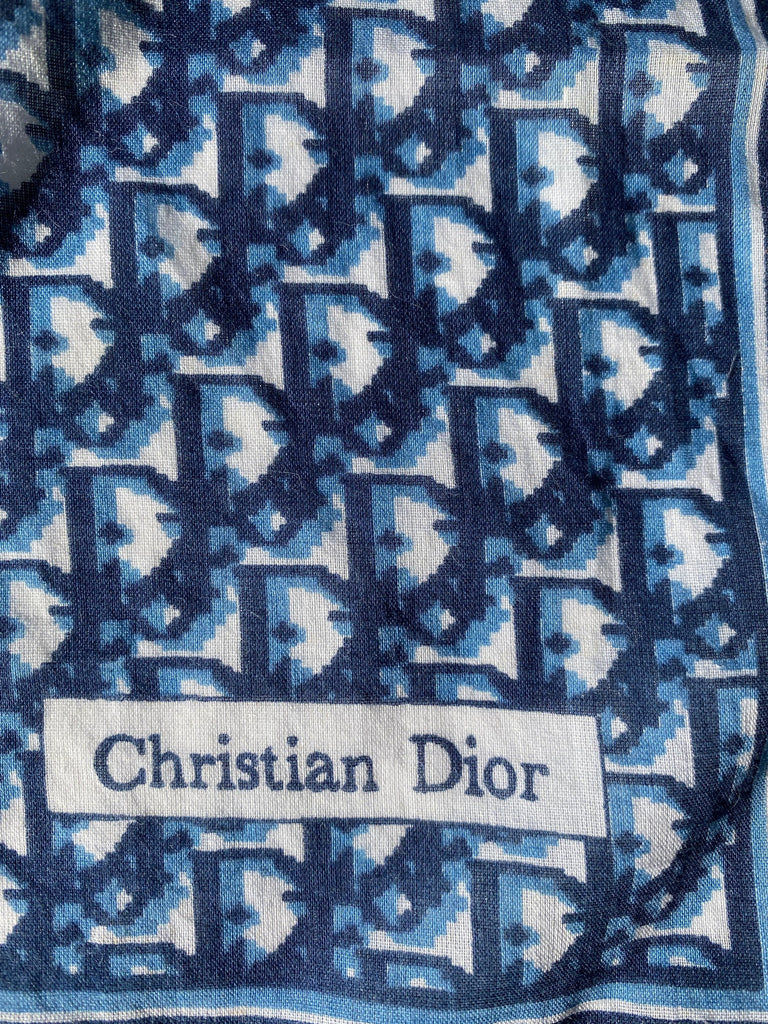 Blue and White Handmade Dior Scrunchie - DMT VINTAGE