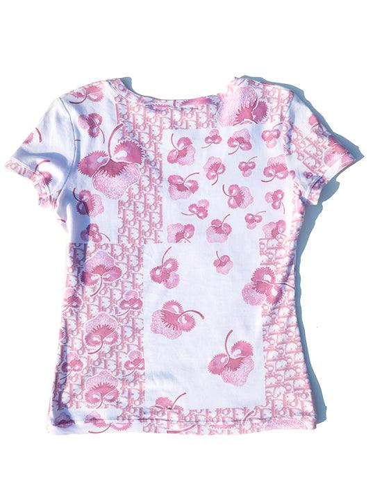 Cherry Blossom Diorissimo Logo T-Shirt Sz 8 - DMT VINTAGE
