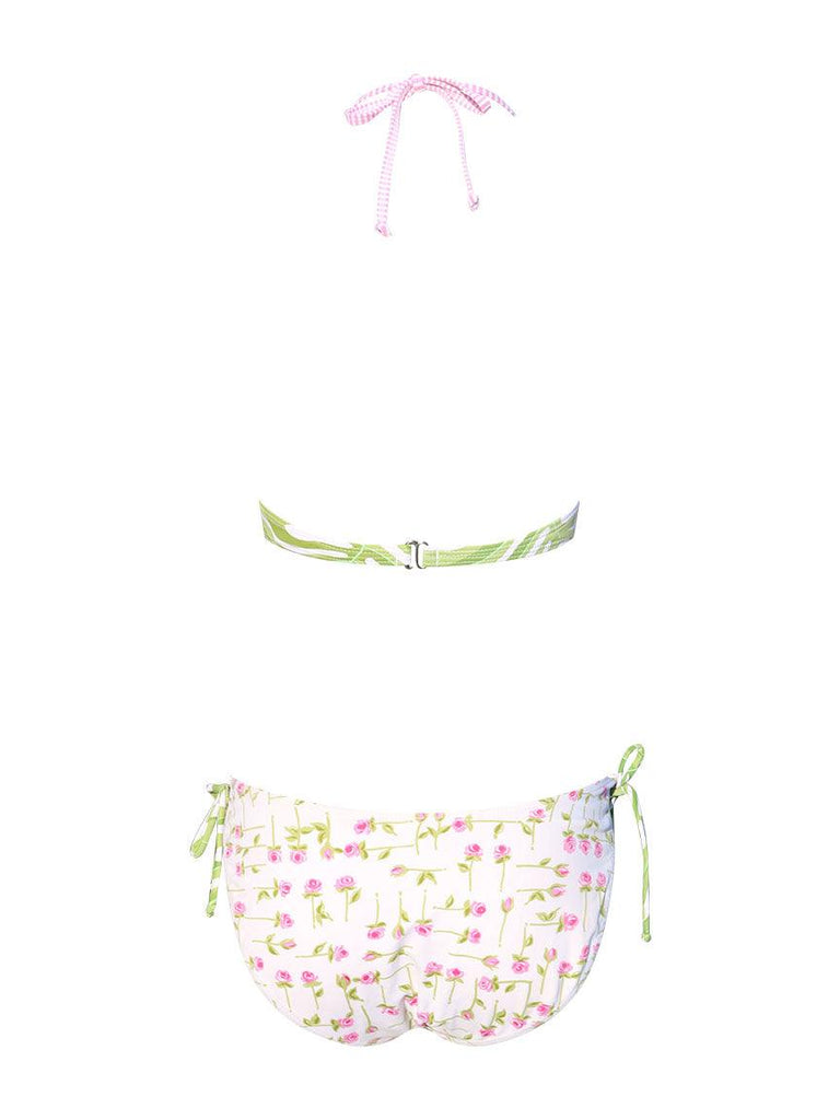 Y2K Lowrise Rosebud Bikini With Coverup Skirt Sz L - DMT VINTAGE